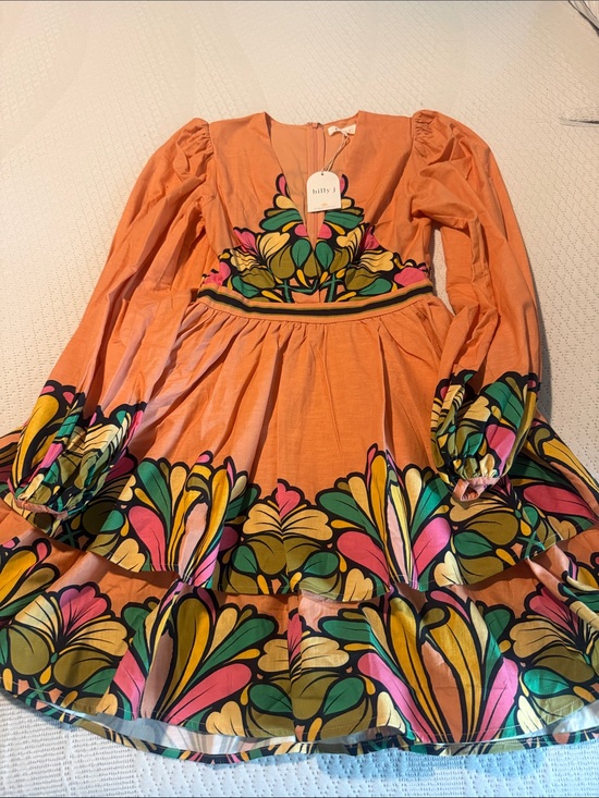 Billy J Dresses & Skirts - Billy J Orange Floral-Print Long Sleeve  Dress